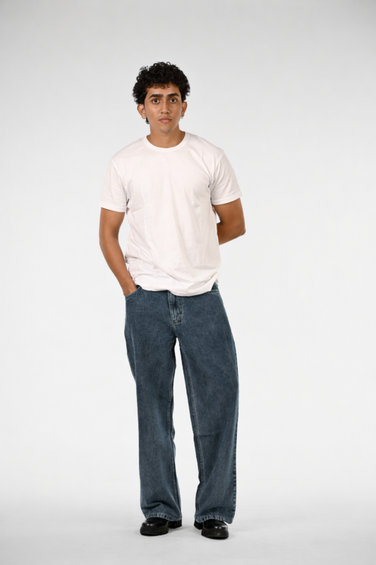 “Baggy pants with a loose, relaxed fit and wide legs.”